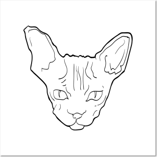 Sphynx cat black line art Posters and Art